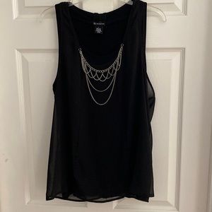 Black top w/ sides dainty silver chain’s attached - no flaws